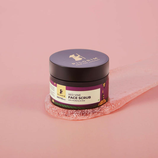 Buy Pilgrim French Red Vine Face Scrub with Mulberry Extract & Aloe For Glowing Skin, Tan Removal, De-Pigmentation from DrMediCart, Ship from India to USA