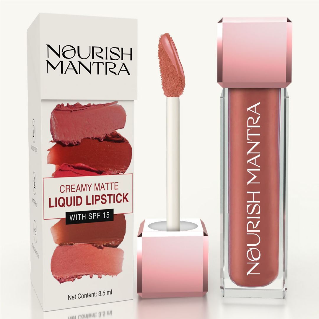 Nourish Mantra Liquid lipstick Creamy Matte with SPF / Water Proof, Smudge Proof Shade-Natkhat Berry
