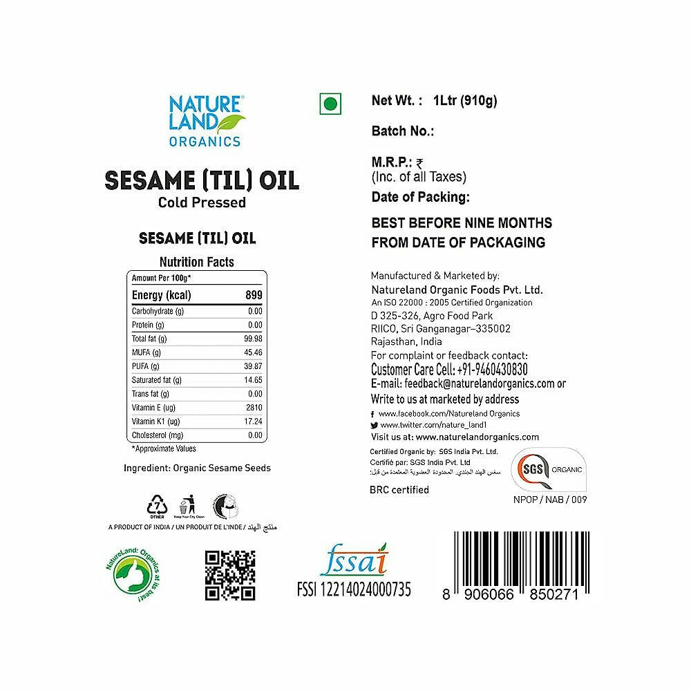 Natureland Organics Sesame Oil