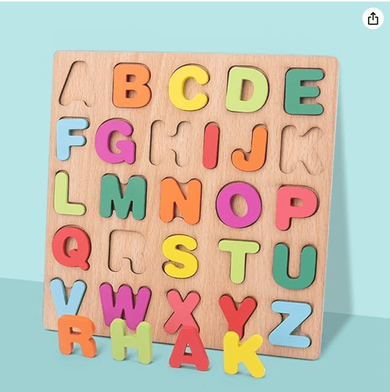 Wooden Learning Educational Game Board for Kids, Puzzle Toys for 2 Years Old Boys & Girls (Alphabets, Numbers & Shapes) - Drmedicart