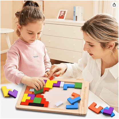 Wooden Russian Blocks Puzzles for Kids Adults, Wood Intelligence Puzzle for Kids Ages 3 - 8,Wooden Kids Puzzles Brain Teasers Toy Educational Gift for Kids - Drmedicart