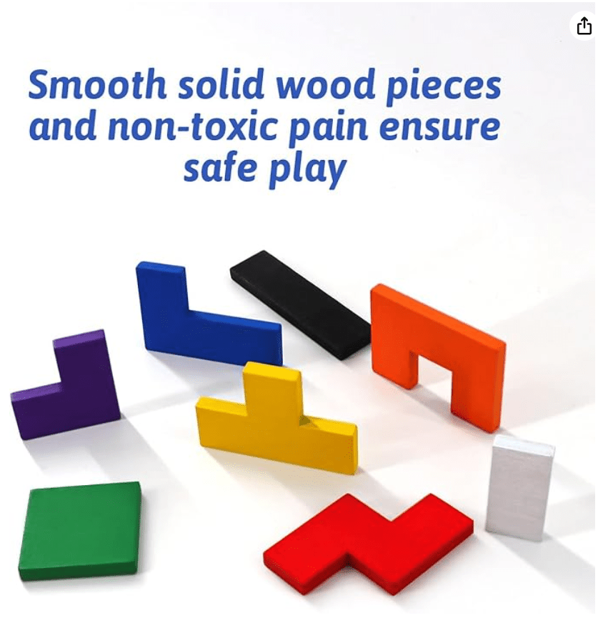 Wooden Russian Blocks Puzzles for Kids Adults, Wood Intelligence Puzzle for Kids Ages 3 - 8,Wooden Kids Puzzles Brain Teasers Toy Educational Gift for Kids - Drmedicart