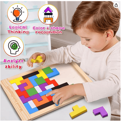 Wooden Russian Blocks Puzzles for Kids Adults, Wood Intelligence Puzzle for Kids Ages 3 - 8,Wooden Kids Puzzles Brain Teasers Toy Educational Gift for Kids - Drmedicart