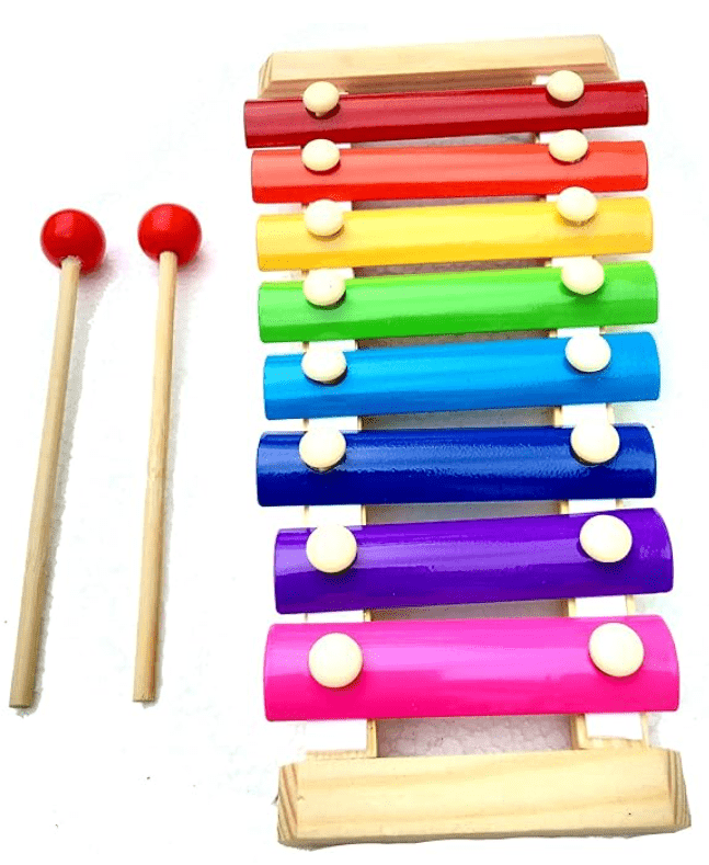 Wooden Xylophone Musical Toy with 8 Note, Multicolour, 3+, 1 Xylophone, 2 Sticks - Drmedicart