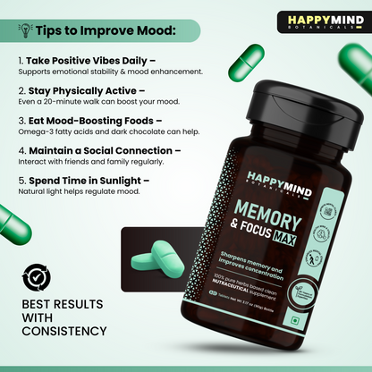 HappyMind Botanicals Memory & Focus Max Veg Tablets