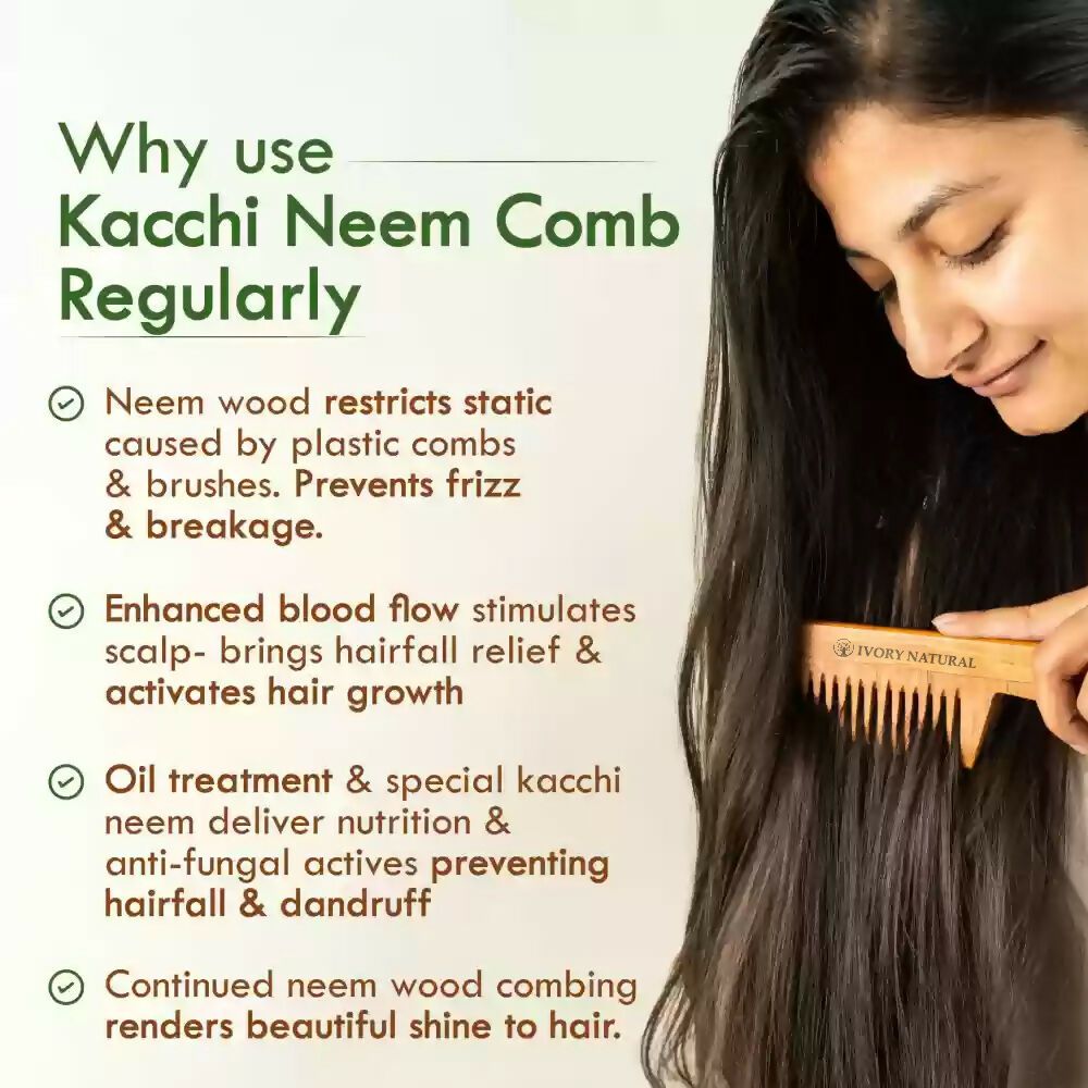 Ivory Natural Shampoo Kacchi Neem Comb Infused With Organic Oil For Hair Strengthening Natural Nourishment, Scalp Wellness