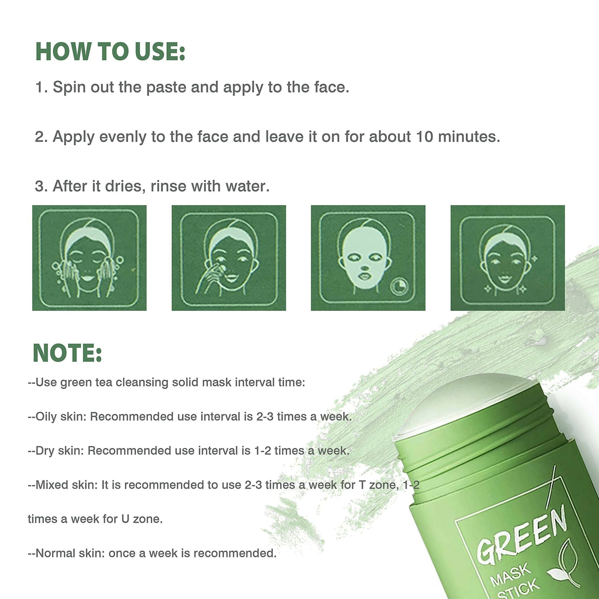 Favon Green Tea Face Mask Cleansing Stick for Anti Acne