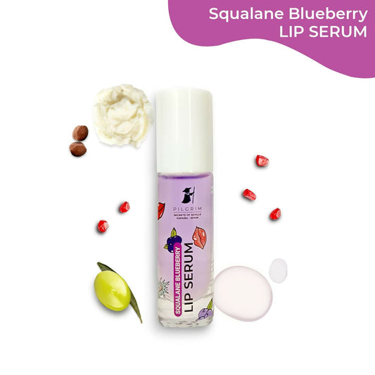 Buy Pilgrim Spanish Lip Serum (Blueberry) with Roll-on For Visibly Plump Lips, Hydrating Lip Serum For Dark Lips from DrMediCart, Ship from India to USA