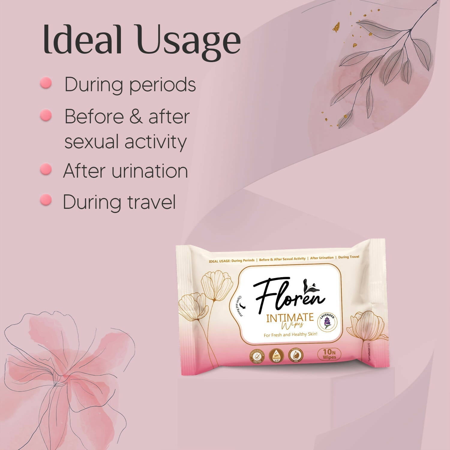 Floren Lavender Intimate Wipes