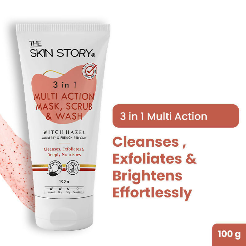 The Skin Story 3 in 1 Multi Action Face Mask, Scrub & Wash