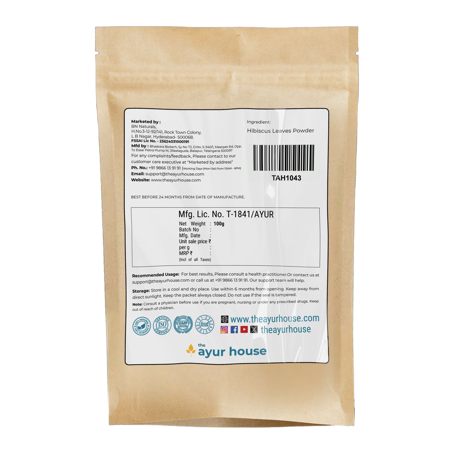 The Ayur House Hibiscus Leaves Powder