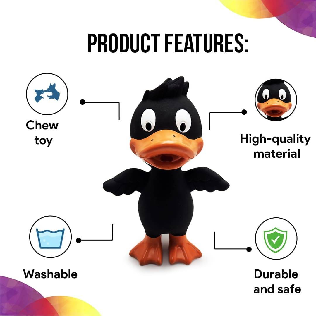 Goofy Tails Latex Dog Toys Duck  - Black