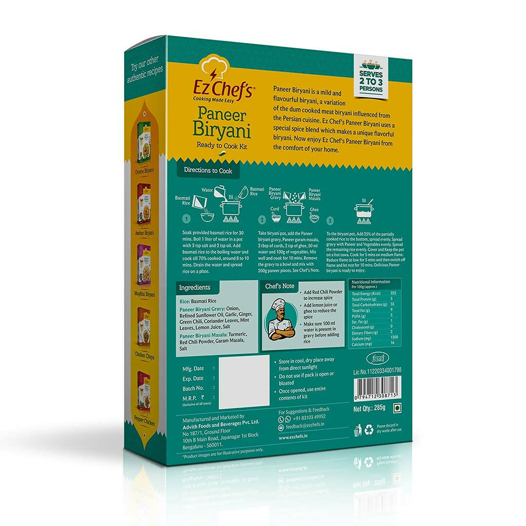 Ez Chef's Paneer Biryani Kit