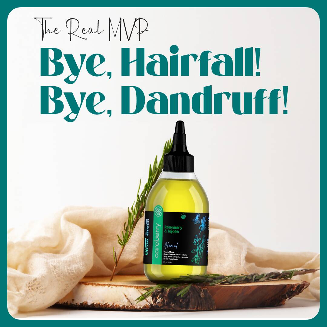 Careberry Genuine Organic Rosemary & Jojoba Anti Dandruff Hair Oil