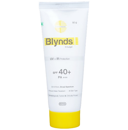 Intas Blynds Emulgel Sunscreen with UV+IR Protection SPF 40+ PA+++ & Water-Resistant