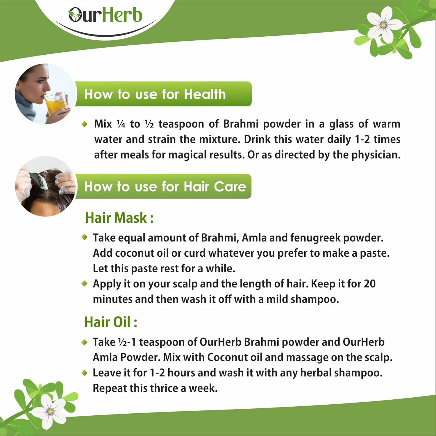 OurHerb Pure & Natural Brahmi Powder For Hair Care