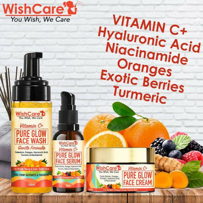 Wishcare Pure Glow Vitamin C Face Kit - For Bright & Young Skin With Hyaluronic Acid & Niacinamide