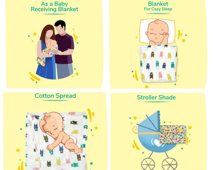 Kindermum Organic Cotton Muslin Swaddle Blanket 100 Cm X 100 Cm - Set Of 2 - Pista And Lemon