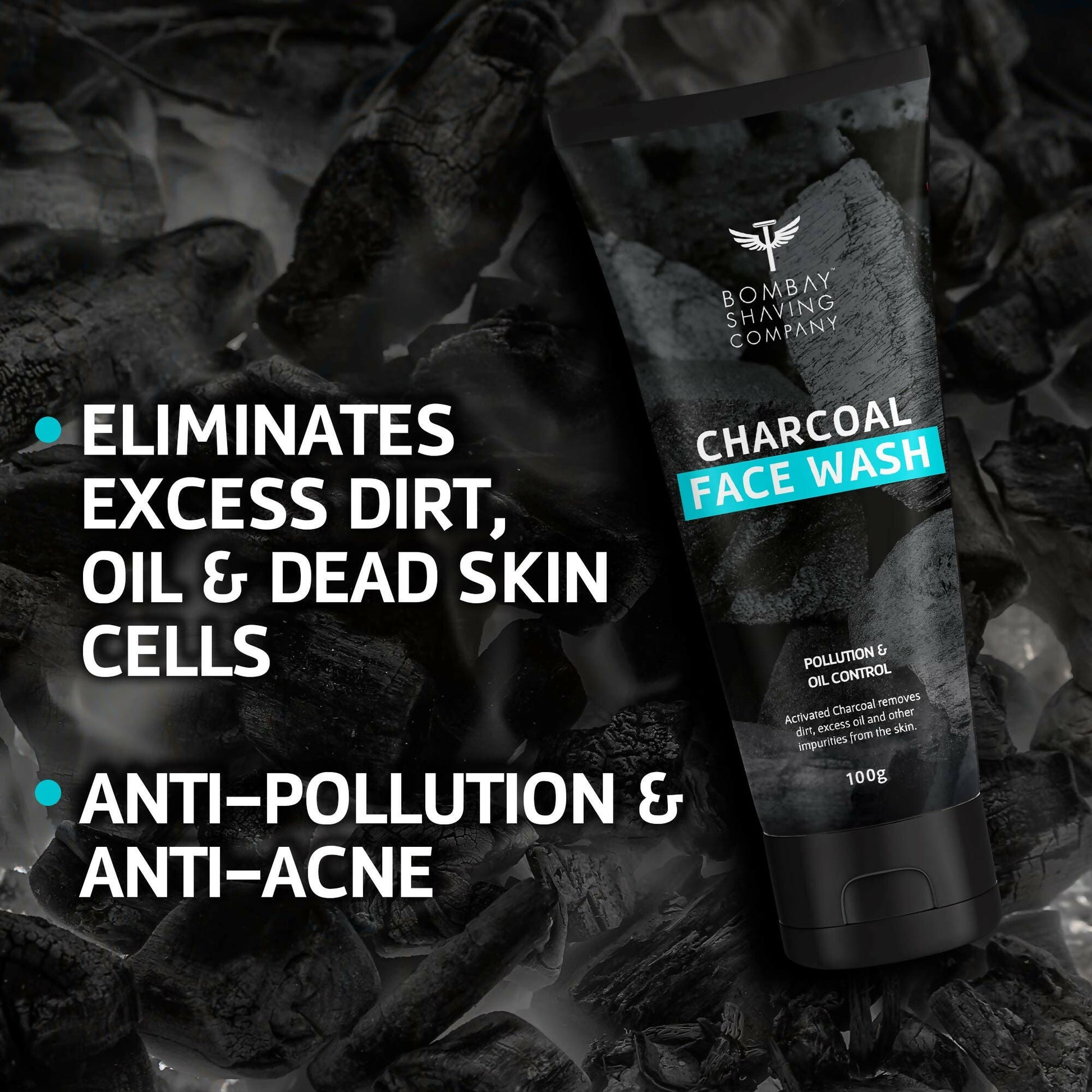 Bombay Shaving Company Charcoal Face Wash for Men Anti Pollution, Oil Control and Brightening