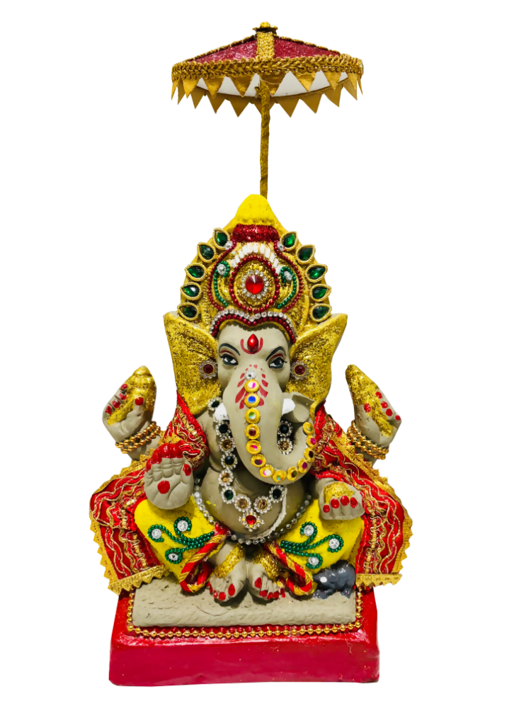Eco-Friendly Ganesh Idols (Non-Toxic Colors) With Chatri, Kumkum & Akshat