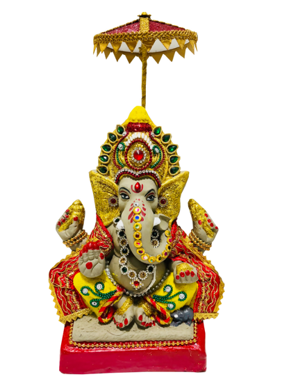 Eco-Friendly Ganesh Idols (Non-Toxic Colors) With Chatri, Kumkum & Akshat