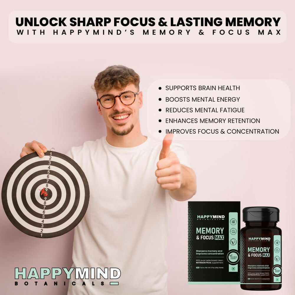 HappyMind Botanicals Memory & Focus Max Veg Tablets