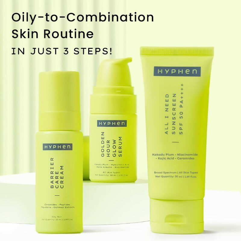 Hyphen By Kriti Sanon Daily Face Care Regime Combo - Oily & Combination Skin, with Glow Serum, Moisturizer & Sunscreen