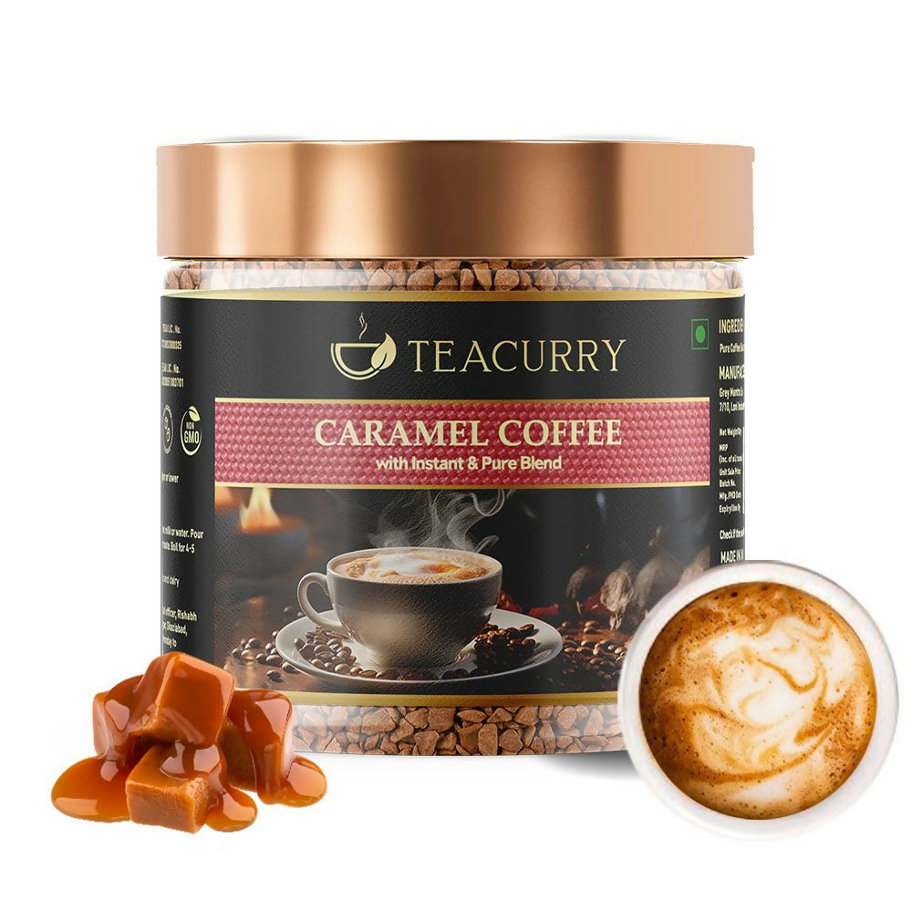 Buy Teacurry Caramel Instant Coffee Powder - Arabica Freeze Dried Coffee for Instant Hot & Cold Coffee from DrMediCart