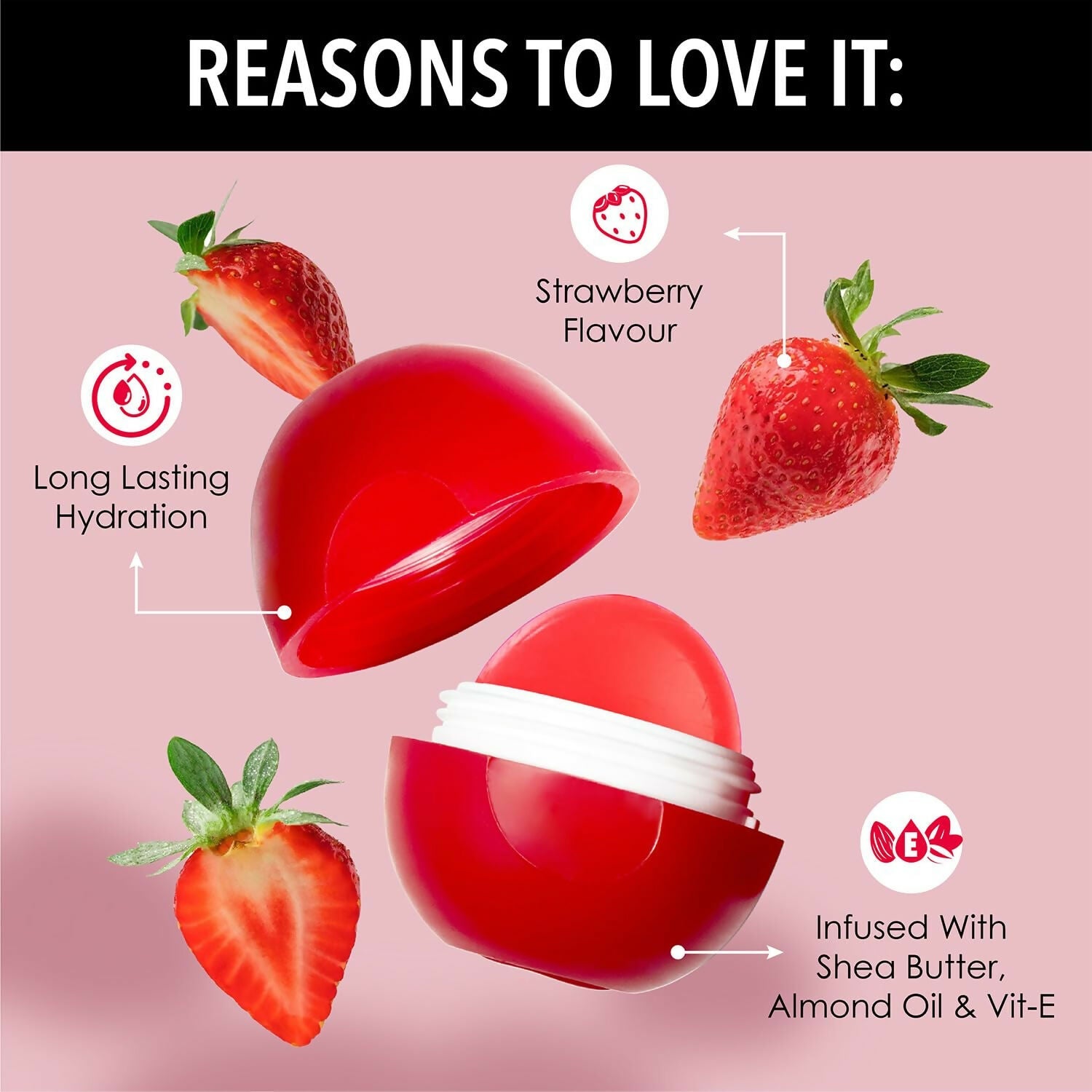 Blue Heaven Tinted Lip Balm Strawberry infused with Shea Butter, Almond oil and Vitamin E