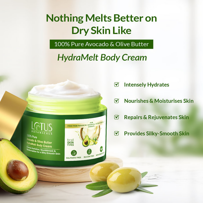 Lotus Botanicals 100% Pure Avocado & Olive Butter HydraMelt Body Cream