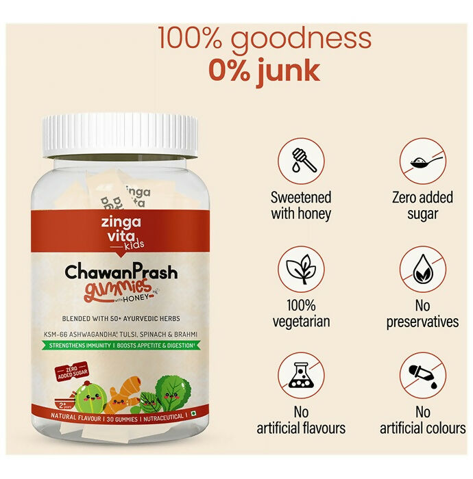 Zingavita Chawanprash Gummies with Honey for Kids (2+ yrs) Natural Flavor - Drmedicart
