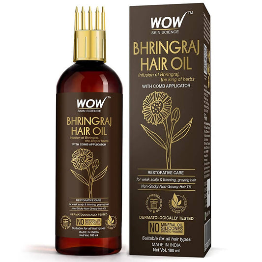 Wow Skin Science Bhringraj Hair Oil With Comb Applicator - DrMediCart