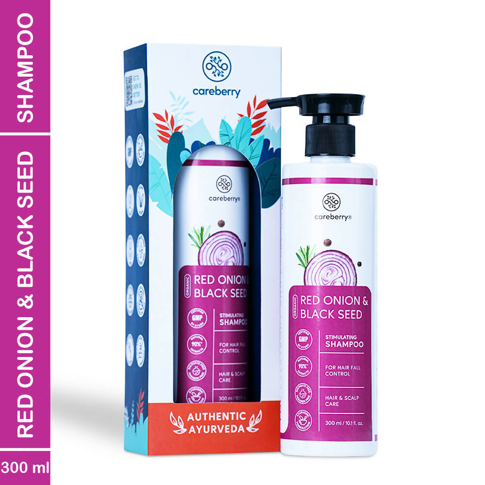 Buy Careberry Organic Red Onion & Black Seed Stimulating Shampoo For Anti Hair Fall from DrMediCart, Ship from India to USA