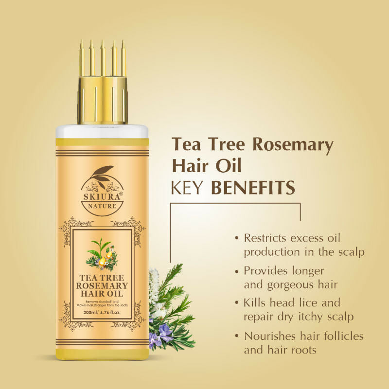 Skiura Nature Tea Tree Rosemary Hair Oil For Strong Healthy Hair And Dandruff Free