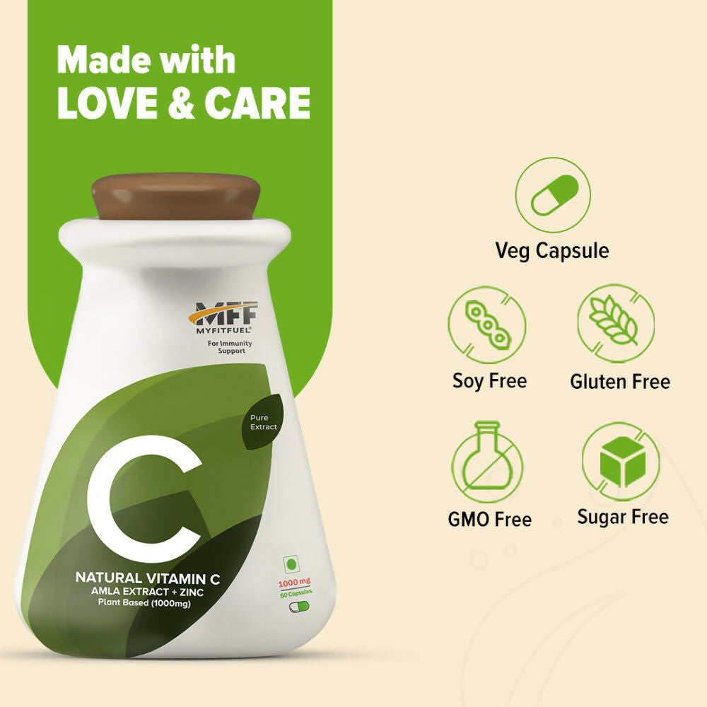 MyFitFuel Natural Vitamin C Amla Extract + Zinc Plant Based Capsules