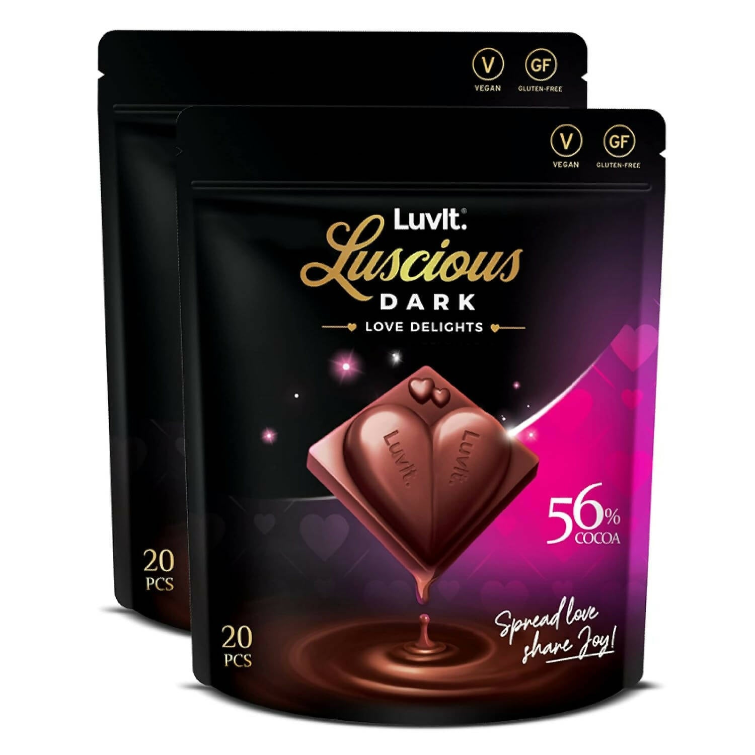 Buy LuvIt Luscious Dark Love Delights - Heart Shaped Chocolate Bars from DrMediCart