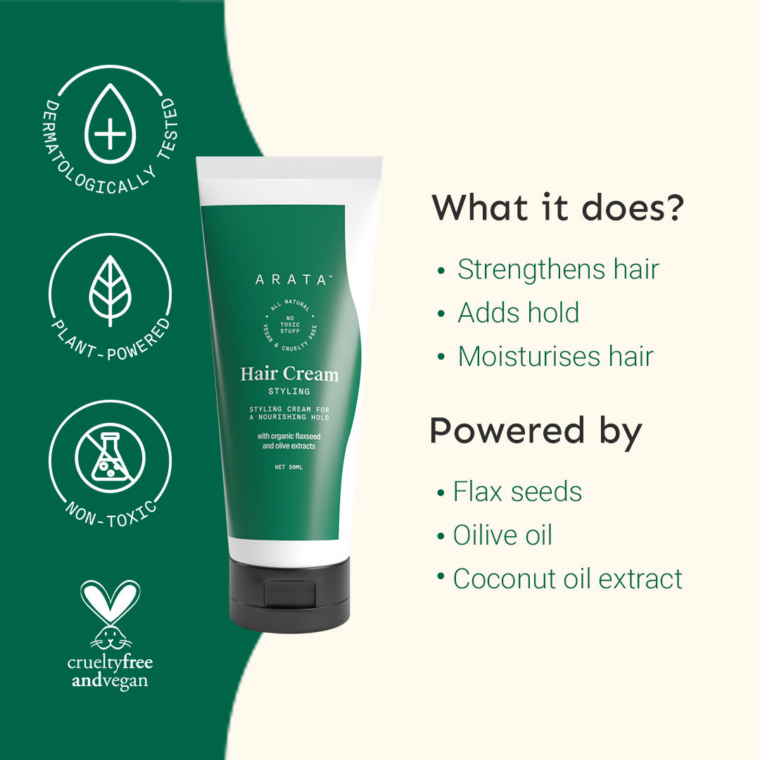 Arata Styling Hair Cream For Frizz Free & Definition - Adds Texture & Control