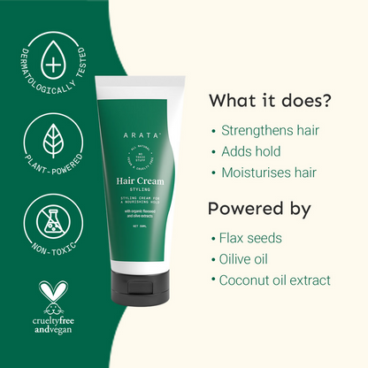 Arata Styling Hair Cream For Frizz Free & Definition - Adds Texture & Control