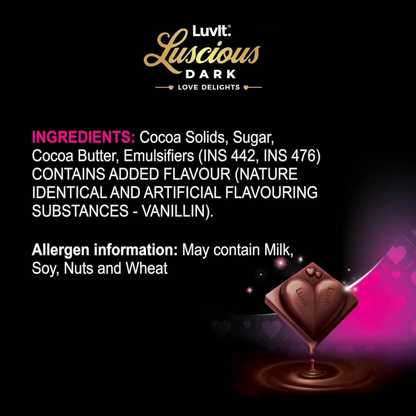 LuvIt Luscious Dark Love Delights - Heart Shaped Chocolate Bars