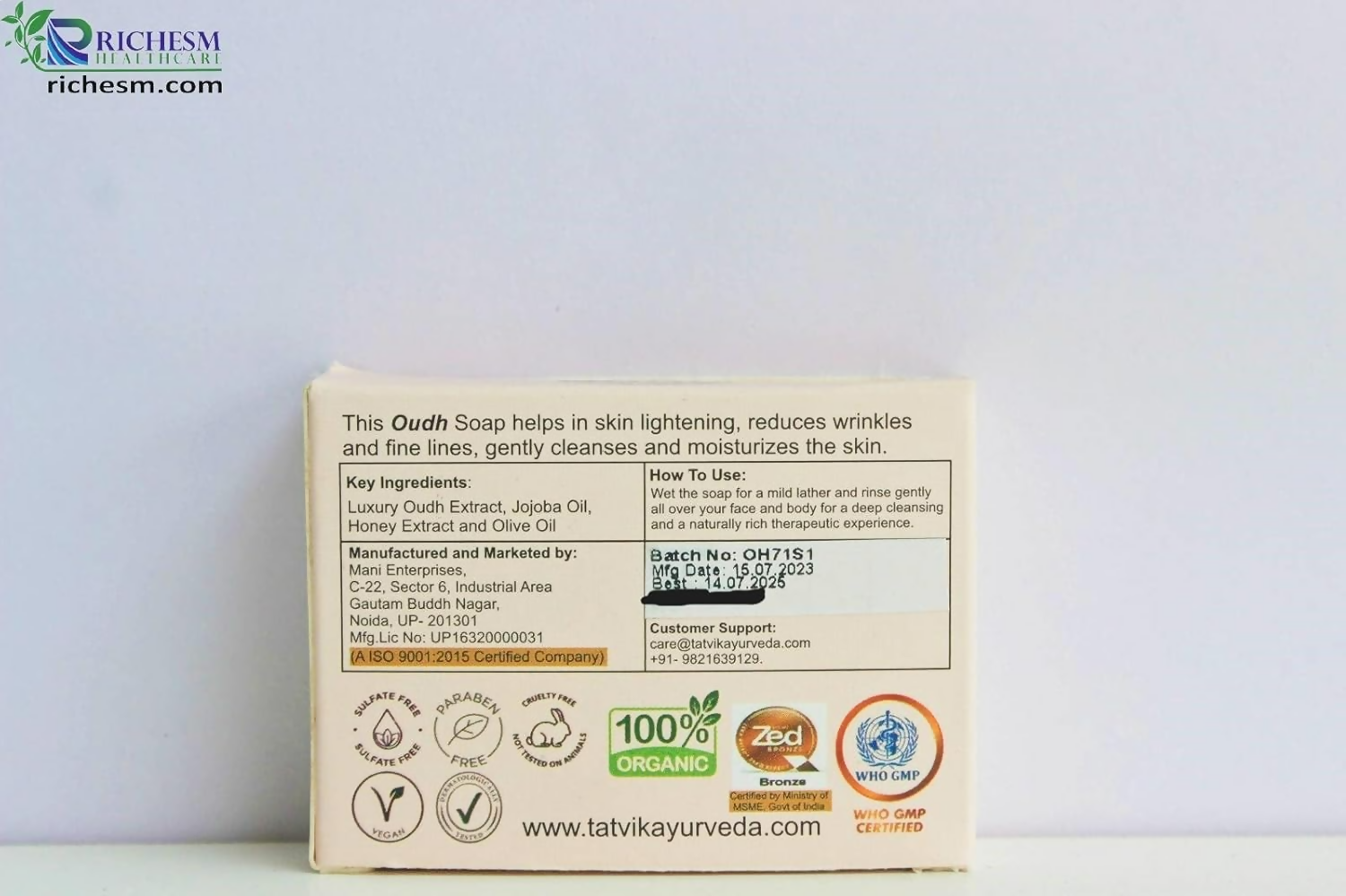 Tatvik Ayurveda Mridukaya Hand Made Soap (Oudh)