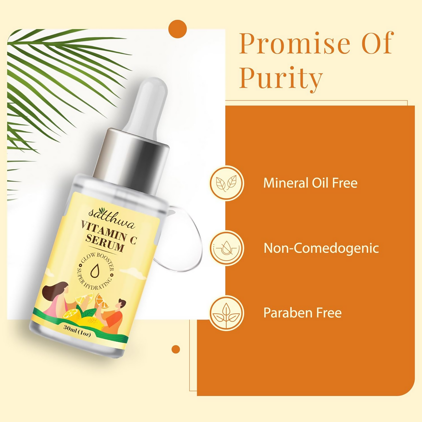 Satthwa Vitamin C Face Serum With Niacinamide & Hyaluronic Acid For Glowing Skin