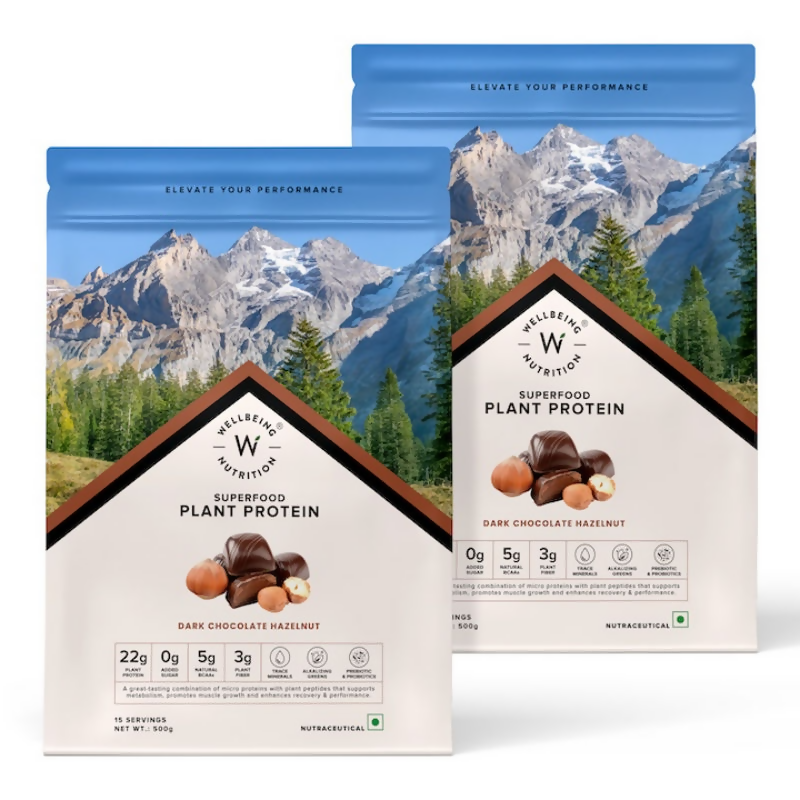 Wellbeing Nutrition Organic Plant Protein Isolate Dark Chocolate Hazelnut, 3B CFU Probiotics