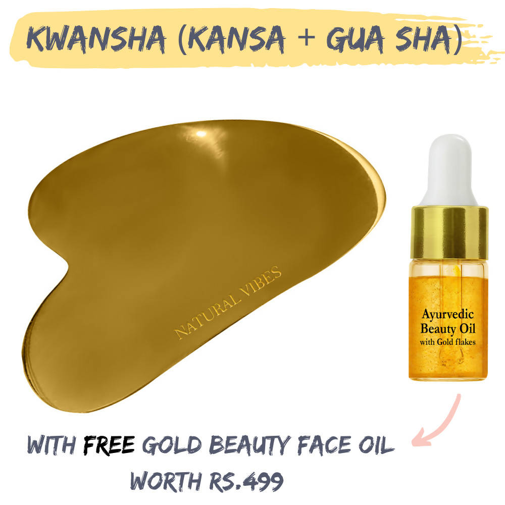 Natural Vibes Kwansha Face Massager with Free Gold Beauty Elixir Oil
