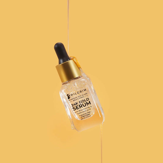 Buy Pilgrim 24K Gold Face Serum With Niacinamide & Hyaluronic Acid, Dewy Primer For Face Make-Up - Korean Skin Care from DrMediCart, Ship from India to USA