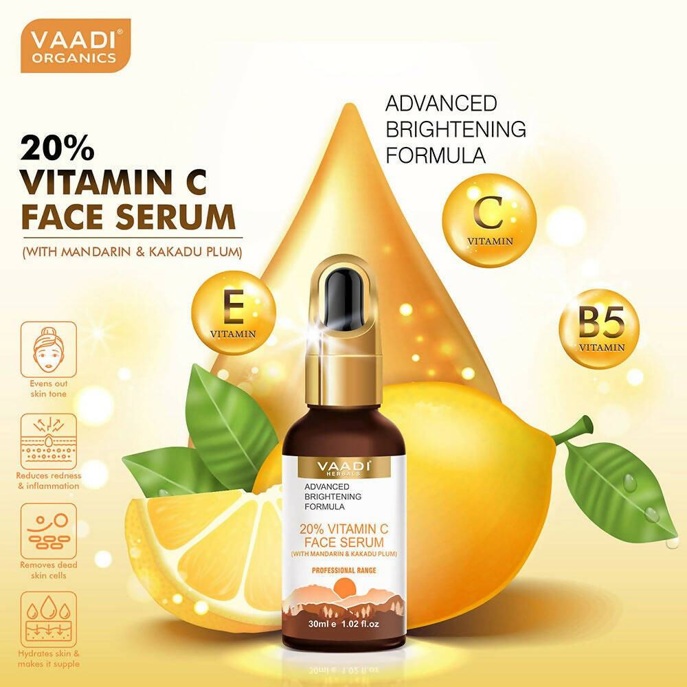Vaadi Herbals 20% Vitamin C Face Serum With Advanced Brightening Formula - Drmedicart