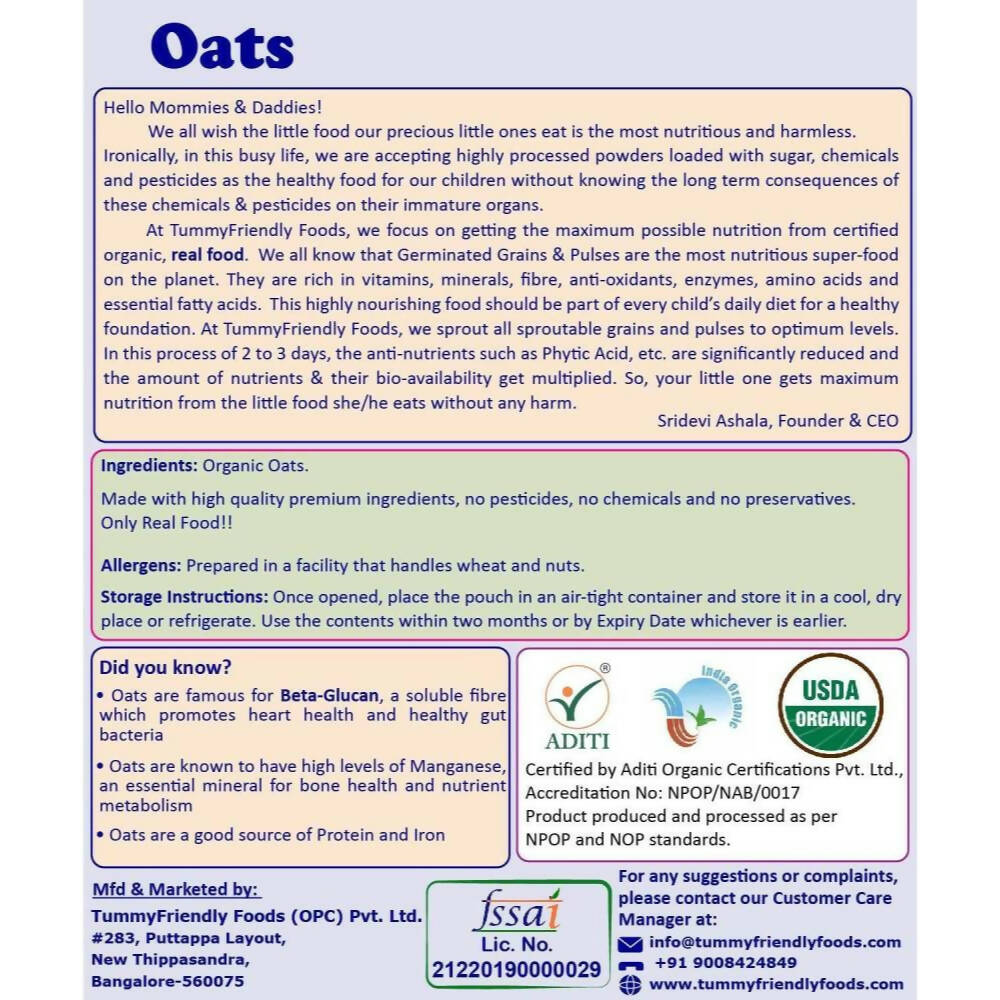 TummyFriendly Foods Organic Stage1 Sprouted Porridge Mixes Combo Pack - Sprouted Ragi, Sprouted Brown Rice and Oats - Drmedicart