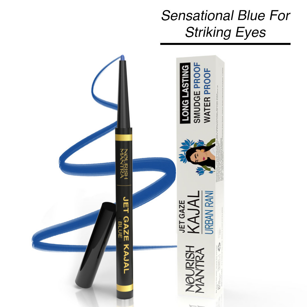 Nourish Mantra Jet Gaze Kajal Urban Rani - Blue with Almond Oil & Vitamin E