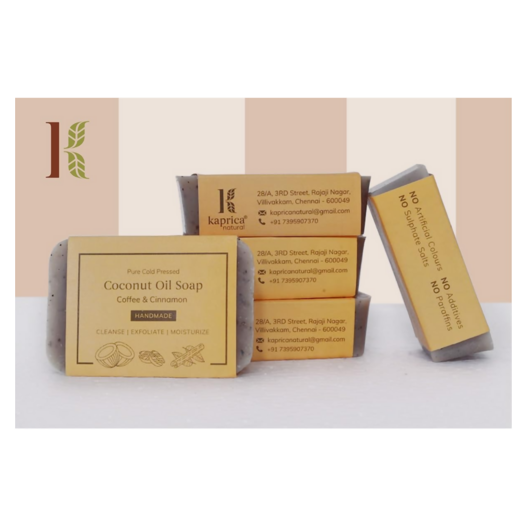 Kaprica Natural Handcrafted Cold Pressed Coconut Oil Soap With Coffee & Cinnamon