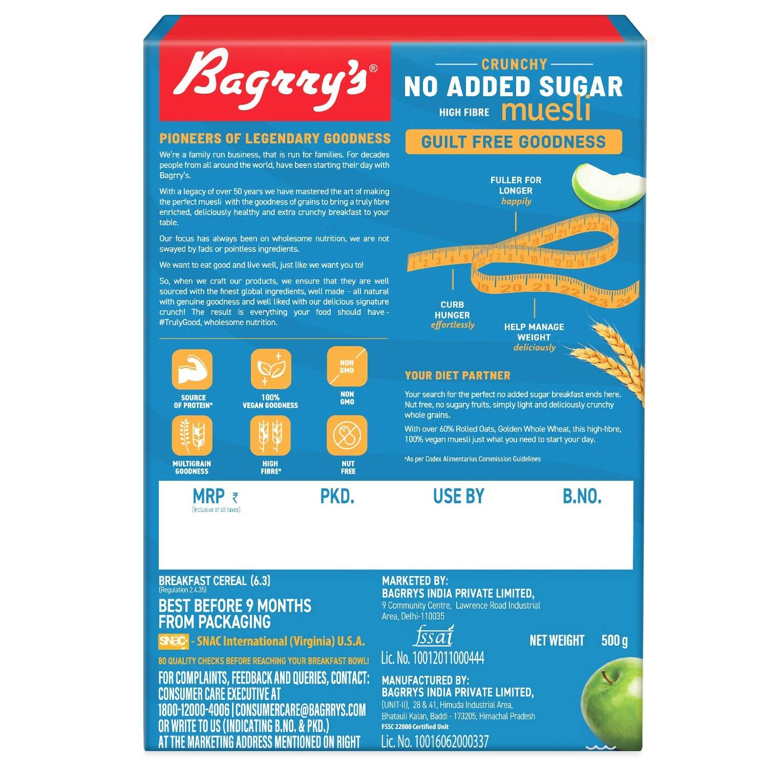 Buy Bagrry's Crunchy No Added Sugar Muesli from DrMediCart, Ship from India to USA