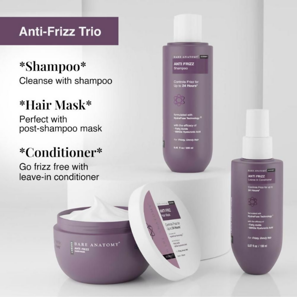 Bare Anatomy Anti Frizz Regime With Shampoo, Hair Mask & Leave In Conditioner
